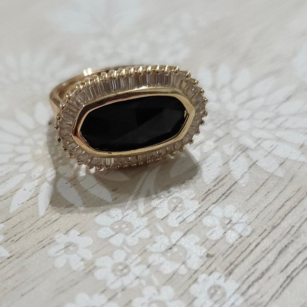 Kendra Scott Black Tourmaline Kaki Luxe Ring 7